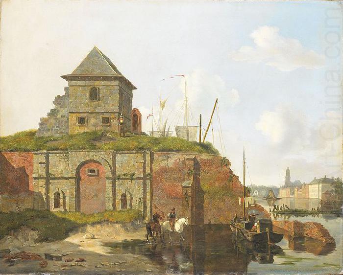 Carel Jacobus Behr Town wall with gunpowder arsenal china oil painting image